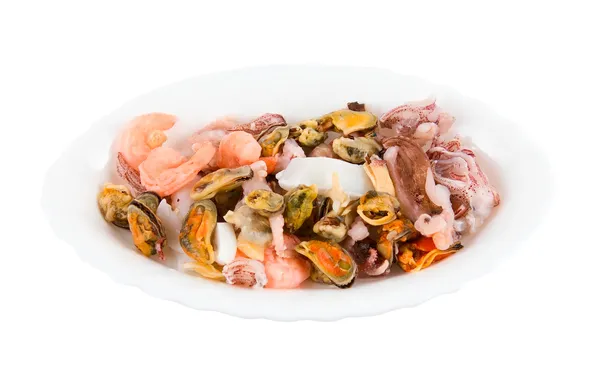 Картинка осьминог, гребешок, блюдо, креветки, морепродукты, мидии
