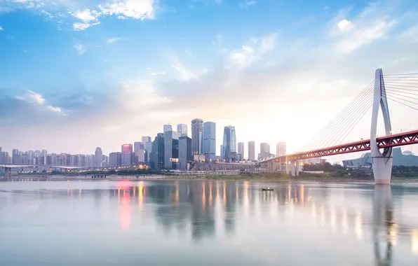 Картинка city, skyline, bridge, modern, china, building, office, financial