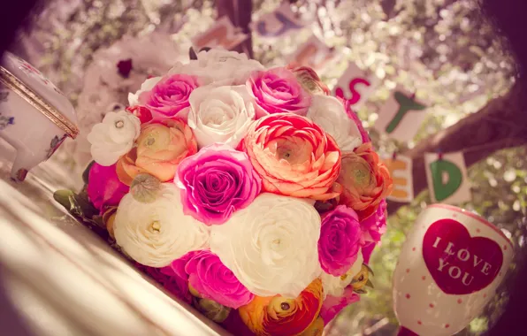 Фиолетовый, любовь, цветы, розовый, love, pink, свадьба, flowers
