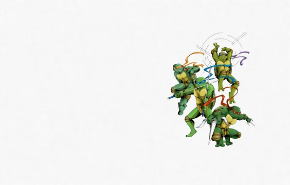 Картинка минимализм, Черепашки-ниндзя, Raphael, Leonardo, Donatello, Teenage Mutant Ninja Turtles, Michelangelo, мутанты ниндзя черепашки