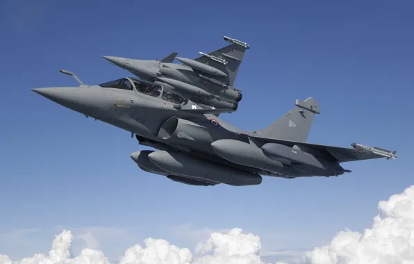 Картинка Истребитель, Dassault Rafale, ВВС Франции, Armée de l'Air, ПТБ, Rafale B, MBDA MICA