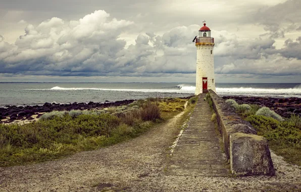 Картинка Beach, Australia, lighthouse, Griffiths Island, Port Fairy