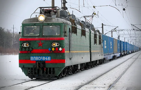 Картинка зима, поезд, локомотив