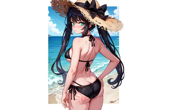 Kawaii, girl, hot, sexy, beach, sky, sea, ocean