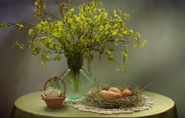 Яйца, береза, сережки
