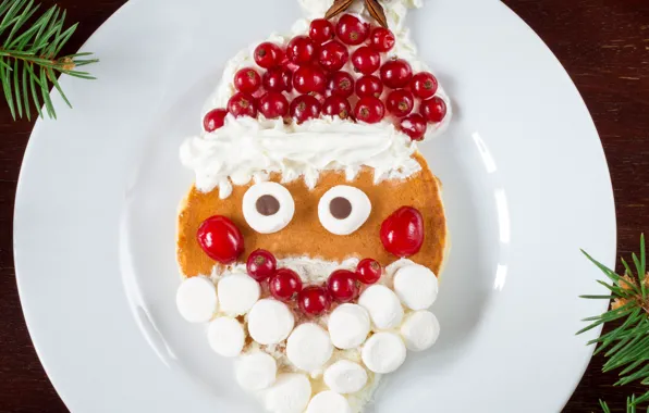 Ягоды, смайл, Новый год, Christmas, блины, крем, десерт, смородина
