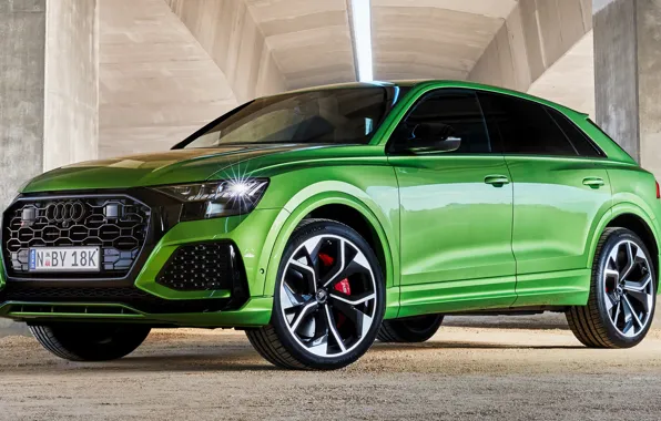 Car, машина, Audi, green, номера, колёса, кроссовер, RS Q8