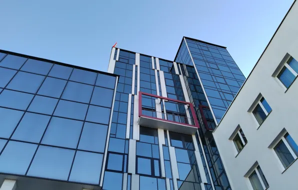 Небо, city, город, здание, red, glass, white, sky