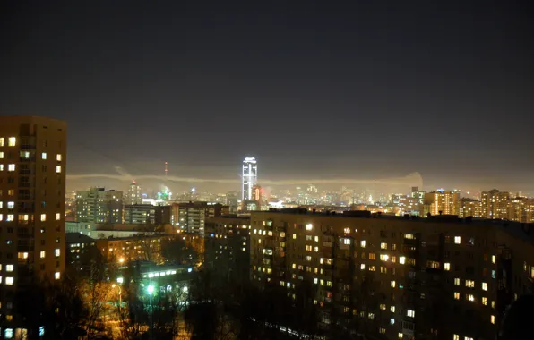 Зима, ночь, выдержка, мороз, Екатеринбург, ёбург, ебург, Екб