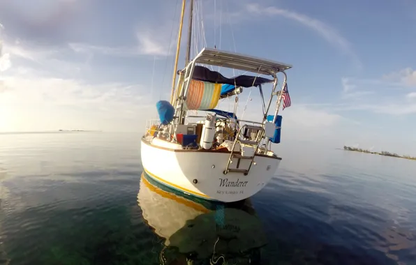 Море, лодка, яхта, штиль