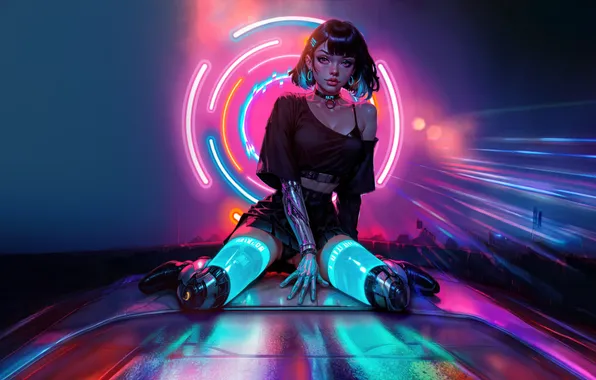 Картинка neon, cyberpunk, dreams, goddess