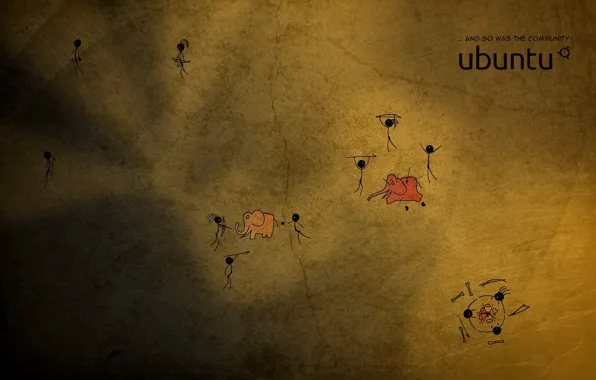 Картинка ubuntu, убунту, community, сообщество, наскальные рисунки