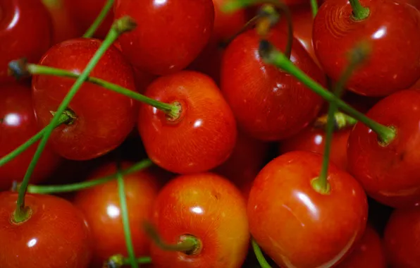 Макро, красный, ягоды, плоды, фрукты, черешня