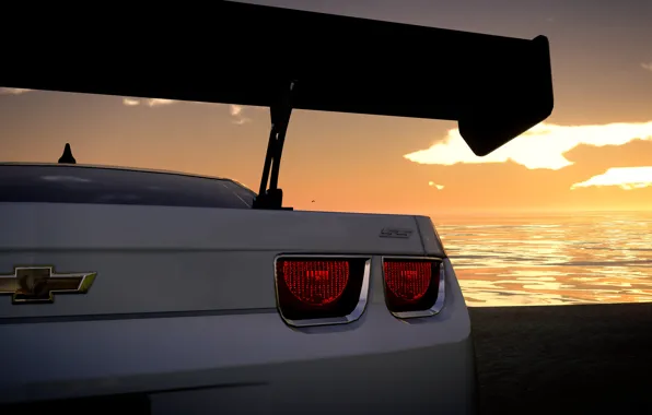 Car, camaro, chevrolet, mar, sol, the crew, praia, branco