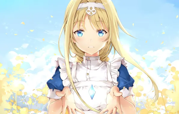 Цветы, Девушка, Лепестки, Мастера меча онлайн, Sword Art Online, Кристалл
