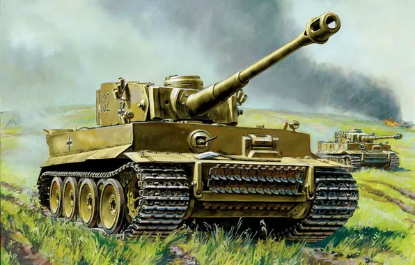 Танк, Art, Тяжёлый, Panzerkampfwagen-VI Tiger Ausf.E, German Heavy Tank
