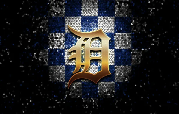 Wallpaper, sport, logo, baseball, glitter, checkered, MLB, Detroit Tigers
