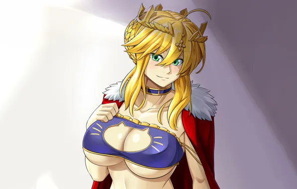 Girl, sexy, cleavage, green eyes, long hair, boobs, anime, beautiful