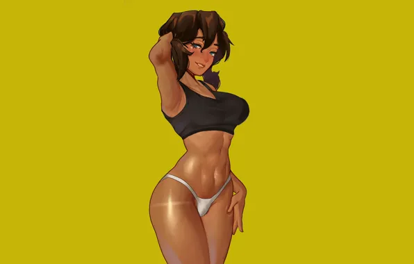 Girl, hot, sexy, panties, anime, brown, babe, tan