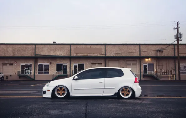 Картинка white, golf, stance, profile, mk5, Volkswagtn