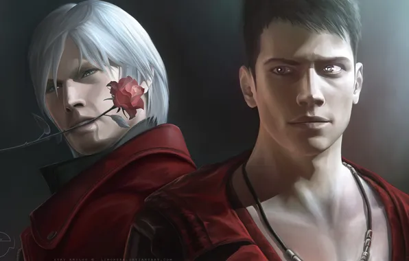 Картинка цветок, роза, парень, Dante, Devil May Cry