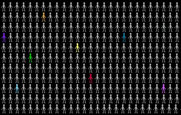 Картинка Люди, разноцветные, серые люди, избранные