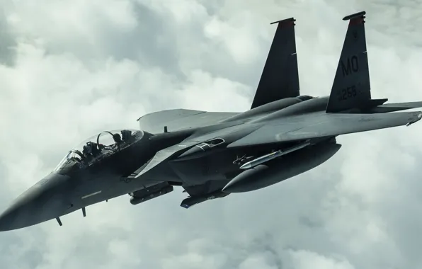 ВВС США, истребитель-бомбардировщик, F-15E, Strike Eagle, McDonnell Douglas, американский двухместный