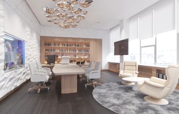 Мебель, аквариум, интерьер, кабинет, Cabinet of the Big Boss