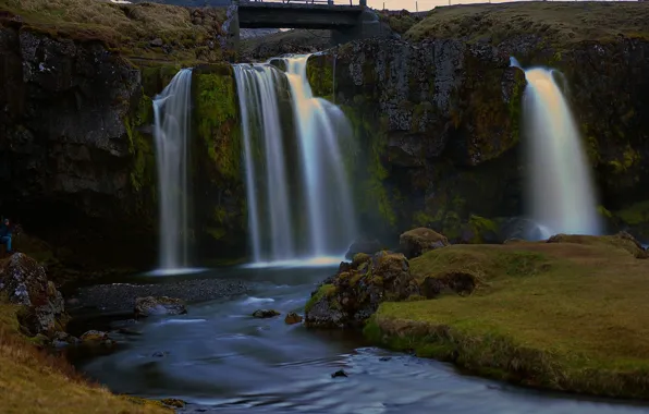 Картинка Исландия, Iceland, Kirkjufell, Kirkjufellsfoss waterfall