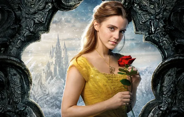 Картинка cinema, girl, love, rose, Disney, Emma Watson, flower, movie