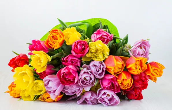 Картинка цветы, букет, colorful, тюльпаны, flowers, tulips
