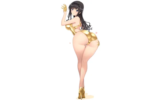 Girl, golden, sexy, gold, ass, anime, butt, babe
