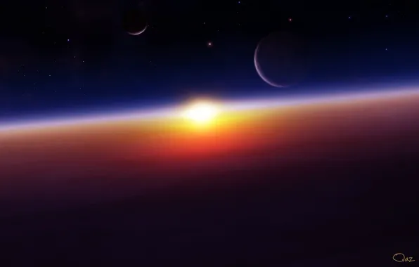 Космос, планеты, sunrise