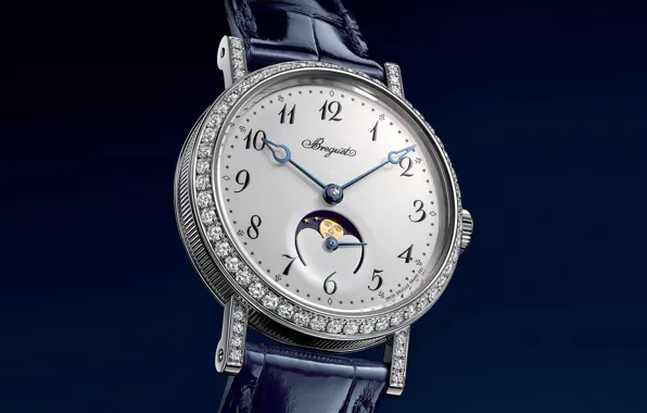 Время, стиль, часы, стразы, циферблат, синий фон, швейцарские наручные часы, женские часы Брегет