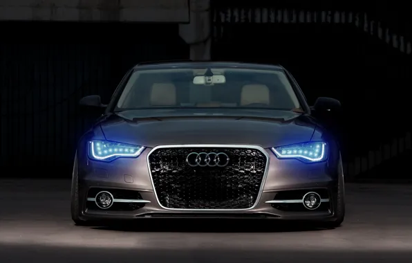 Audi, Car, Front, Rings, Stance, Ligth