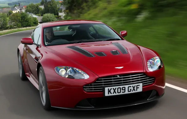 Картинка авто, обои, Aston Martin, Vantage, red, V12