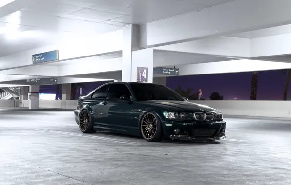 BMW, E46, Parking, Reflection, M3, Dark green