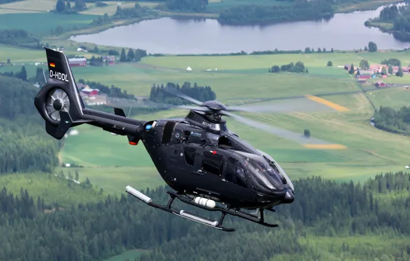 Полет, ландшафт, вертолет, EC135