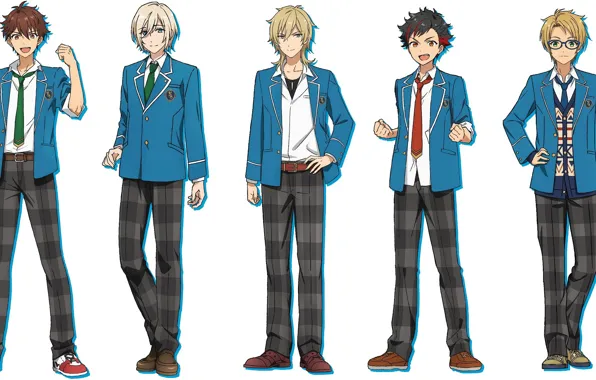 Арт, белый фон, парни, персонажи, Ensemble Stars, Ансамбль звёзд