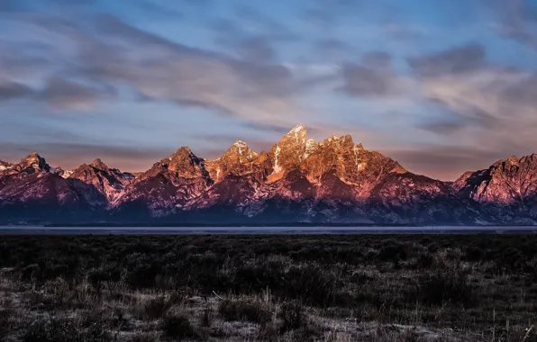 USA, United States, Wyoming, sky, stone, panorama, mountains, clouds