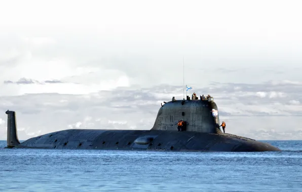Картинка море, небо, Россия, поход, подводная лодка, проекта 955