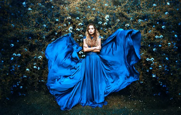 Цветы, платье, Ronny Garcia, Bluish