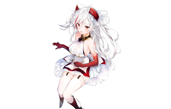 Girl, sexy, cleavage, thighhighs, long hair, dress, boobs, anime