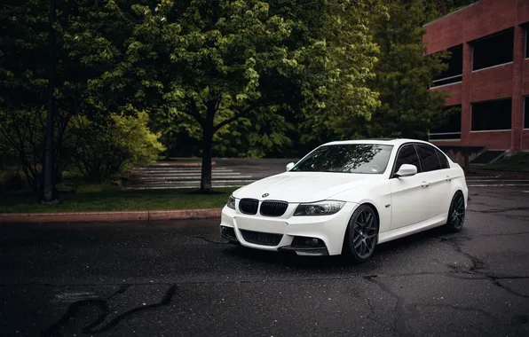 Картинка белый, бмв, BMW, white, седан, E90, 3 серия