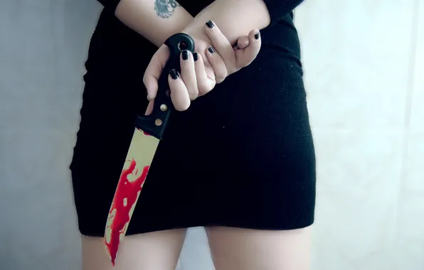 Девушка, ситуация, нож