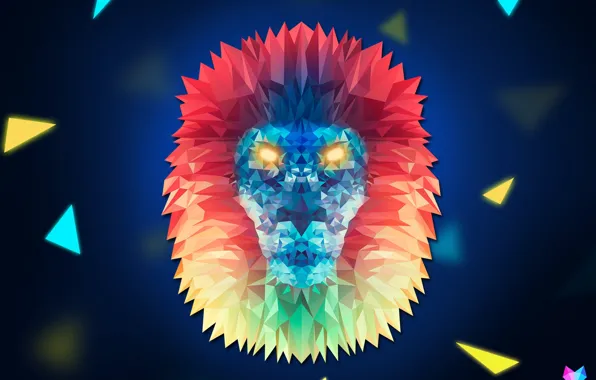 Линии, треугольники, углы, лев, царь зверей, геометрия, лёва, Lion