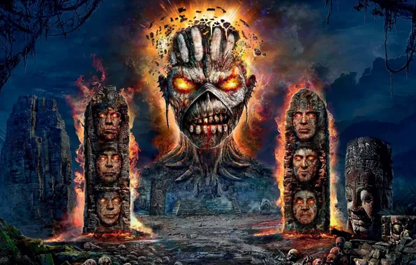 Картинка монстр, руины, heavy metal, Iron Maiden