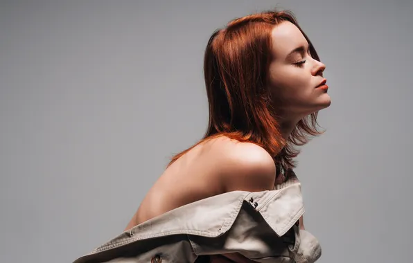 Model, redhead, eyes closed, Max Miron