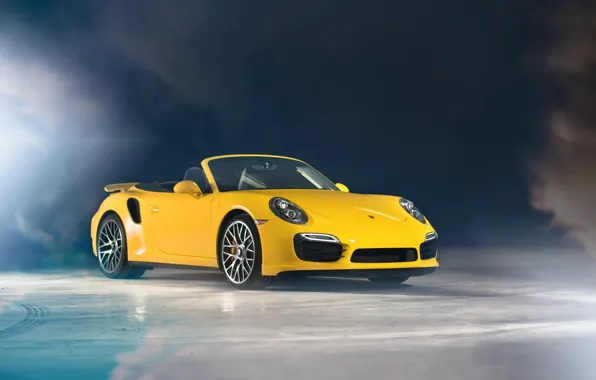 Картинка жёлтый, Porsche, кабриолет, порше, yellow, Cabriolet, 991, Turbo S