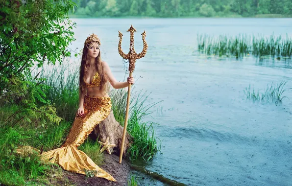 Река, русалка, хвост, фотосессия